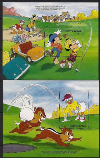Antigua Stamp - Disney Characters Playing Golf Stamp - Nh