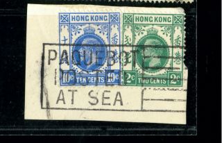 (hkpnc) Hong Kong Kgv 2c 10c On Piece Canada Paquebot Posted At Sea Marking Vf
