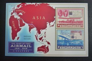 Singapore 100 Years Of First Airmail First Day Cover Stamps 2019 Ms
