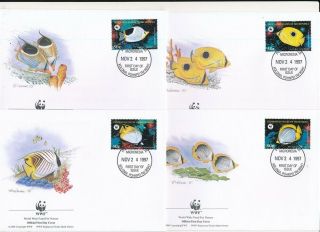 D276424 Fish - Butterflyfish Wwf Set Of 4 Fdc 