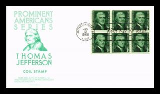Dr Jim Stamps Us Thomas Jefferson Coil Fdc Cs Anderson Cover Block