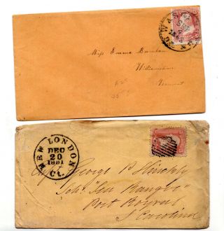 2 Us Sc 65 3 Cent Washington Stamp Covers 1861 & 1863 Id 724