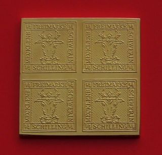Modern Gold Plated 9.  6g Silver Stamp Ingot German Mecklenburg Schwerin Arms