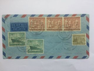 Germany 1955 Berlin Multi - Stamped Cover To South Africa