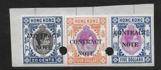 E6449 China Hong Kong Revenue Stamp Duty Contract Note 20 Cts,  $4,  $5