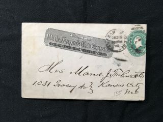 Stamped Envelope 1900ish Wells Fargo & Co 