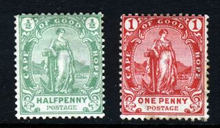 Cape Of Good Hope South Africa 1893 ½d & 1d.  Standing Hope Sg 58 & Sg 59