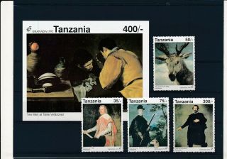 D277372 Paintings Art Velazquez Mnh,  S/s Tanzania
