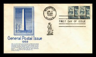 Us Cover Bunker Hill General Postage Issue Fdc Pair Anderson Cachet