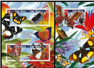 Guinea Bissau 2015 Fauna Biutterflies Insects Klb,  S/s Mnh