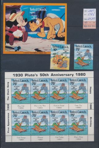 Xb67724 Turks & Caicos 1981 Pluto Dog Disney Fine Lot Mnh Cv 21,  4 Eur