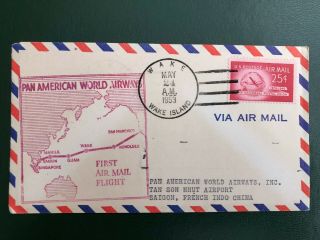 Usa,  1953 Pan American Airways First Flight Wake Island To Vietnam