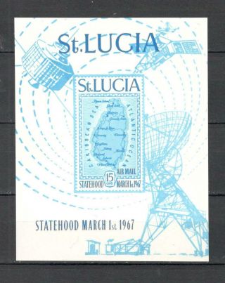 St.  Lucia,  Map Of St.  Lucia,  Mnh,  Souvenir Sheet.  Value $50.  Um - At05 - 003b