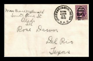 Dr Jim Stamps Us Galesburg Burlington Rpo Cover To Rose Dawn Astrologer 1936