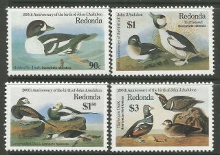 Stamps - Redonda.  1986.  Birds Set.  Michel: 192/95.  Never Hinged.