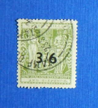1942 3/6 Zealand Stamp Duty Revenue Scott Ar95 Sg F212 B 352 Cs34506