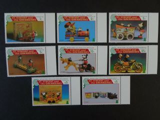 Walt Disney Railway Stamp Set From St Vincent & Grenadines Dated 1995 Umm