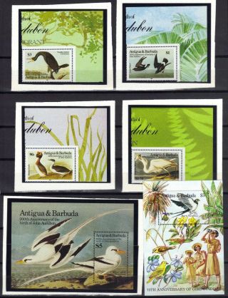 Stamps Birds Audubon Antigua & Barbuda 2 S/s - Set Of 4 Mnh Guide Ref 1155 Fs