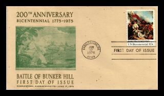 Dr Jim Stamps Us Battle Of Bunker Hill Bicentennial First Day Cover Charlestown