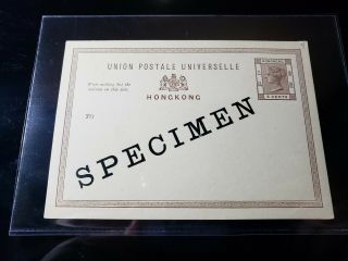 (hkpnc) Hong Kong 1880 Qv 3c Postal Card Specimen Overprint Vf