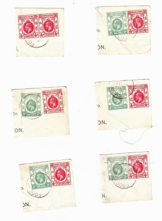 Hong Kong 6 1913 George Vth Pieces With Stamps Cancelled In Foochow China