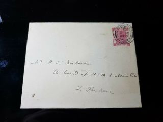 (hkpnc) Hong Kong 1900 Qv 4c Postal Envelope Victoria Hk Cds Post Local