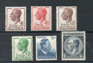Australia 1951 - 52 George 6th Set Of 6 Sg,  247 - 252 U/mm Lot 4113b