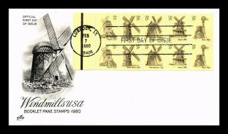 Dr Jim Stamps Us Windmills Booklet Pane First Day Cover Art Craft Lubbock Texas