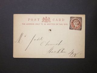 Gb Stationery 1882 Qv 1/2d Postcard London Fancy Geometric Pmk To Isle Of Wight