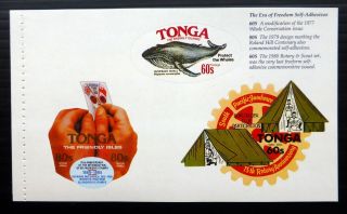 Tonga 1984 Self Adhesive Scout Whales Booklet Pane Sg1282a Nm421
