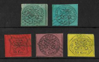Italy Papal States 1867 Imperf Set Of 5 Stamps Sass 13 & 16 - 19 Cv €1100