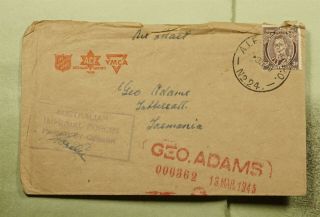 Dr Who 1945 Australia Fpo 24 Airmail To Hobart Wwii Censored E67095