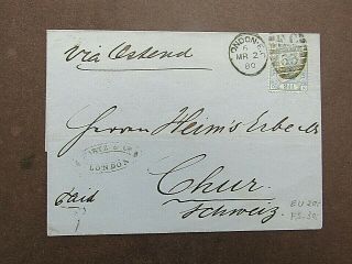Great Britain - 1880 Cover London To Germany - Bearing 1876 2.  5d Blue Plate 18