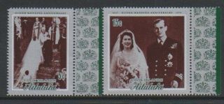 Aitutaki - 1972,  Royal Silver Wedding Set - Mnh - Sg 46/7