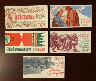 5 X Christmas Stamp Booklets 1978 - 1982 All Complete Stamp Value £10.  95