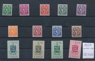 Gx02551 St Lucia 1953 Definitives Fine Lot Mnh Cv 20,  75 Eur