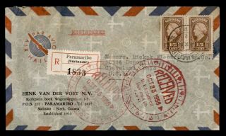 Dr Who 1956 Suriname Pair Paramaribo Registered Airmail To Usa E69725