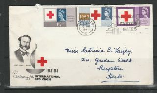 Gb Fdc 1963 Red Cross,  Ord,  Illus,  " The Country Code,  Fasten Gates " Slogan Cance