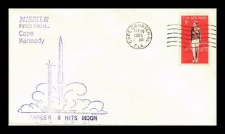 Dr Jim Stamps Us Ranger 8 Hits Moon Space Event Cover C Swanson 1965