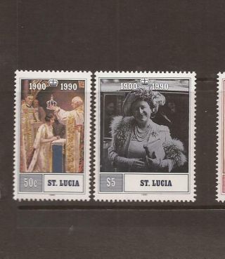 Saint Lucia 1990 Queen Mum 90th Birthday Mnh Set Of Stamps