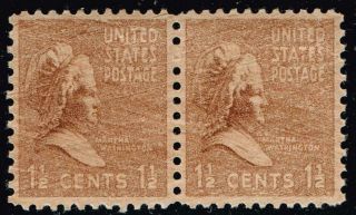 Us Stamp 805 –1938 M Washington 1 - 1/2 Ink Error Pair Mnh