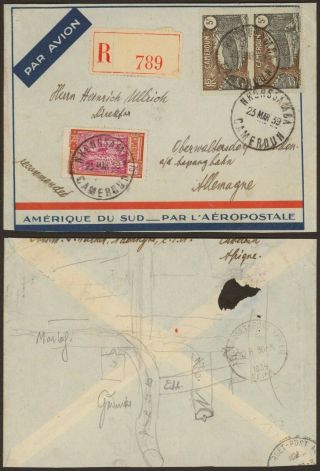 Cameroon 1939 - Registered Air Mail Cover To Germany 34689/10
