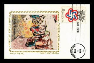 Dr Jim Stamps Us American Revolution Bicentennial Fdc Colorano Silk Postcard