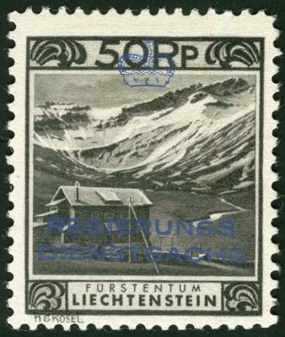 Liechtenstein Stamps 1932 50 Rappen Small House Malbun Mi 6c Mlh € 80,  — $90.  00