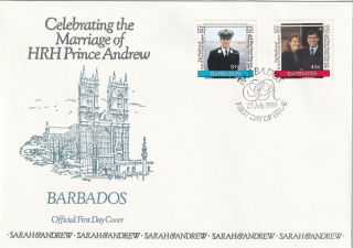 (21257) Barbados Fdc Prince Andrew Fergie Royal Wedding 1986