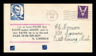 Dr Jim Stamps Us Abe Lincoln Quote Patriotic Cover Wwii 1944 Blawnox