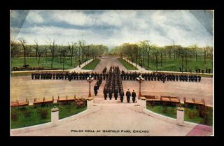 Dr Jim Stamps Us Police Drill Garfield Park Chicago Postcard 1910