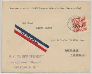Lk52927 Curacao 1935 To Maracaibo Venezuela Air Mail Cover