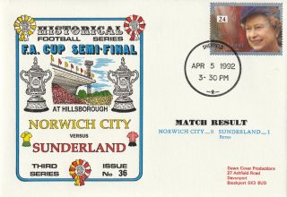 5 April 1992 Norwich City V Sunderland Fa Cup Semi Final Dawn Football Cover