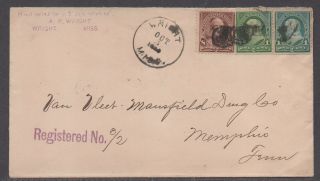 Us 19th Cent Registered Cover,  Sc 272,  279 (2) Wright,  Ms 1899 To Memphis,  Tn